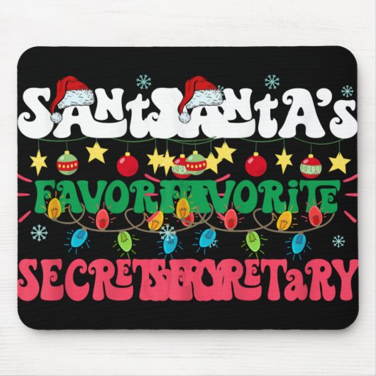Santa S Favorite Secretary Funny Santa Xmas Light Mousepad (Vorne)