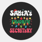 Santa S Favorite Secretary Funny Santa Xmas Light Runder Aufkleber (Vorderseite)