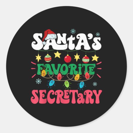 Santa S Favorite Secretary Funny Santa Xmas Light Runder Aufkleber (Vorderseite)