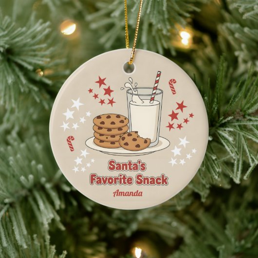 Santa’s Favorite Snack Funny Christmas Keramik Ornament (Baum)