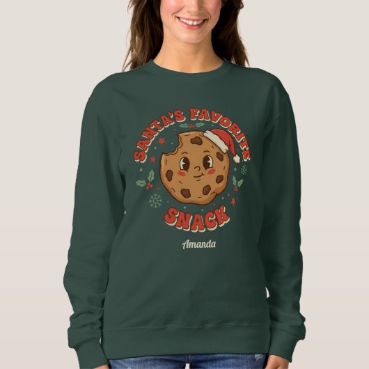 Santa’s Favorite Snack Funny Cookie Christmas Sweatshirt (Vorderseite)