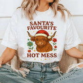 Santa’s Favourite Hot Mess Highland Cow Christmas, T-Shirt