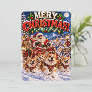Santa’s fröhliche Abenteuer Unterstützt von Corg Feiertagskarte