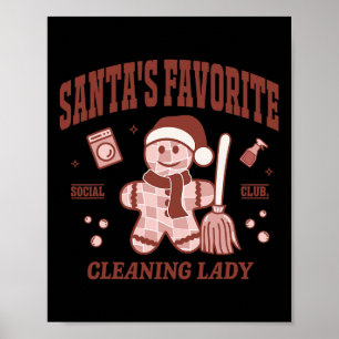 Santa s Lieblingsreinigungsdame Weihnachten Retro- Poster