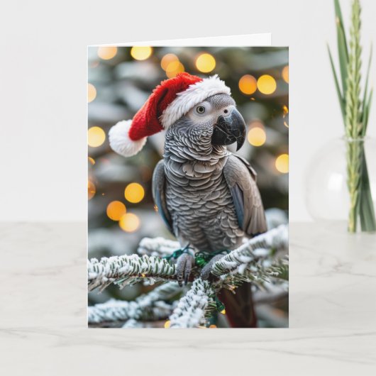 Santa’s Little African Grey Helper Karte (Vorderseite)