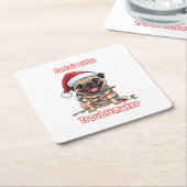 Santa’s Little Troublemaker – Funny Christmas Pug Rechteckiger Pappuntersetzer (angewinkelt)