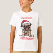 Santa’s Little Troublemaker – Funny Christmas Pug T-Shirt (Vorderseite)