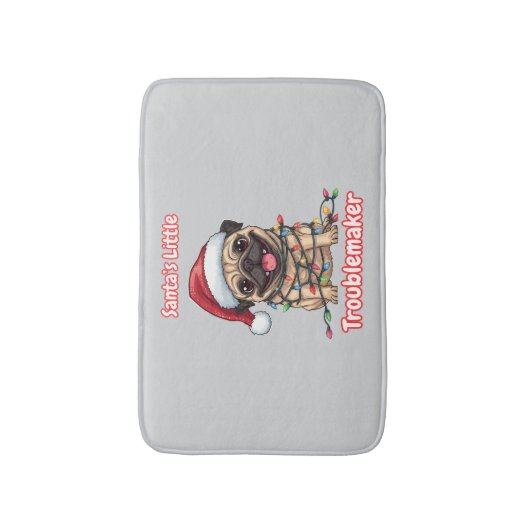 Santa’s Little Troublemaker Pug Bath Mat Badematte (Vorderseite Vertikal)