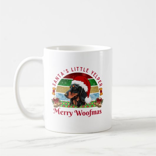 Santa’s Little Yelper, Funny Dachshund Christmas Kaffeetasse (Links)