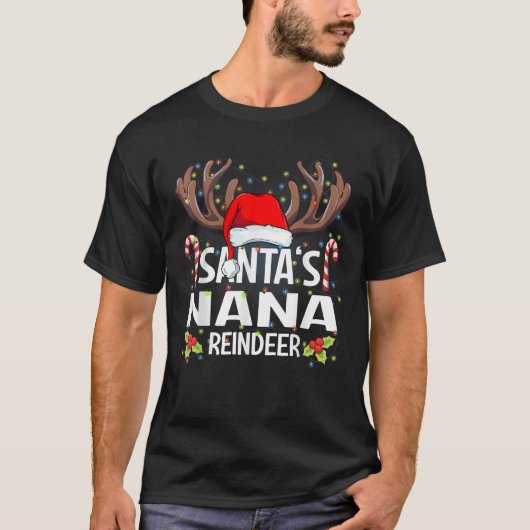 Santa s Nana Reindeer Christmas Pajama T-Shirt (Vorderseite)