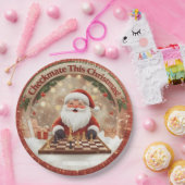 Santa’s Next Move – Funny Chess Christmas Paper Pl Pappteller (Party)