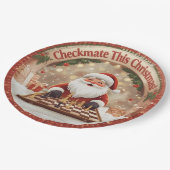 Santa’s Next Move – Funny Chess Christmas Paper Pl Pappteller (Schrägansicht)