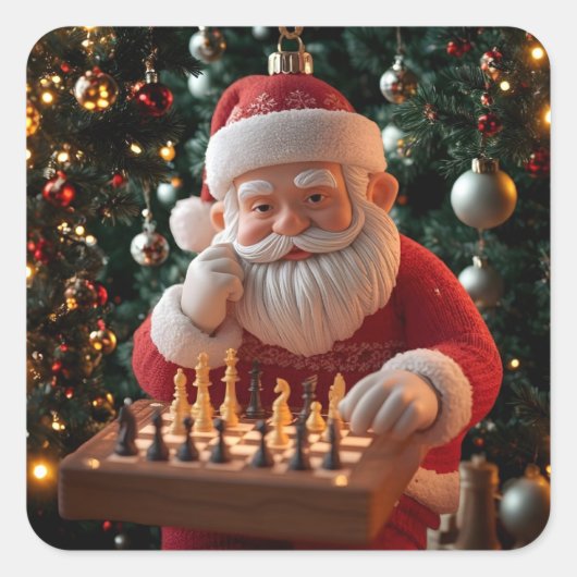 Santa’s Next Move – Funny Chess Christmas Sticker (Vorderseite)