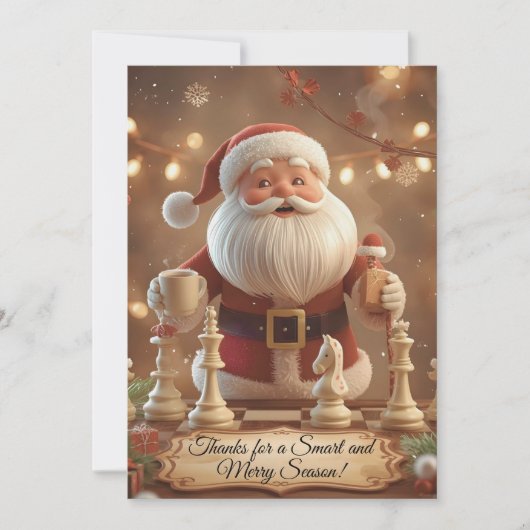 Santa’s Next Move – Funny Chess Christmas Thank Yo Dankeskarte (Vorderseite)