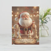 Santa’s Next Move – Funny Chess Christmas Thank Yo Dankeskarte (Stehend Vorderseite)