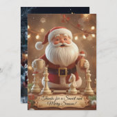 Santa’s Next Move – Funny Chess Christmas Thank Yo Dankeskarte (Vorne/Hinten)