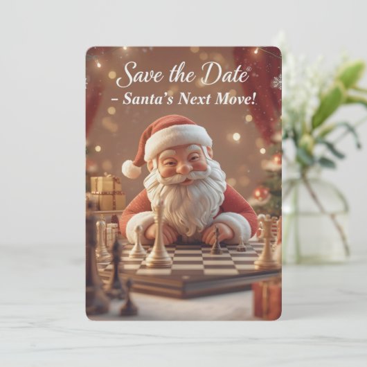Santa’s Next Move – Funny Christmas Chess Save the Date (Stehend Vorderseite)