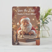 Santa’s Next Move – Funny Christmas Chess Save the Save The Date (Stehend Vorderseite)