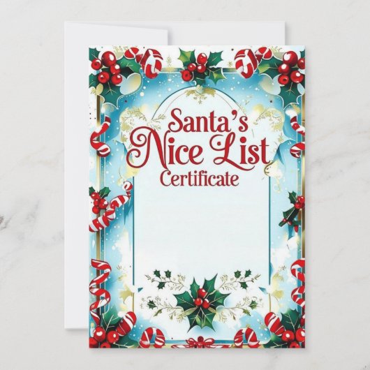 Santa’s Nice List Certificate for Boys Einladung (Vorderseite)