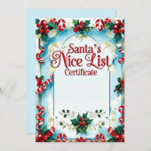 Santa’s Nice List Certificate for Boys Einladung (Vorne/Hinten)