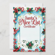Santa’s Nice List Urkunde für Jungen