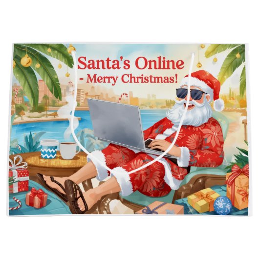 Santa’s Online Computer Lovers Merry Christmas! Große Geschenktüte (Vorderseite)