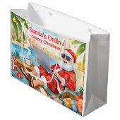 Santa’s Online Computer Lovers Merry Christmas! Große Geschenktüte (Vorderseite Schrägansicht)
