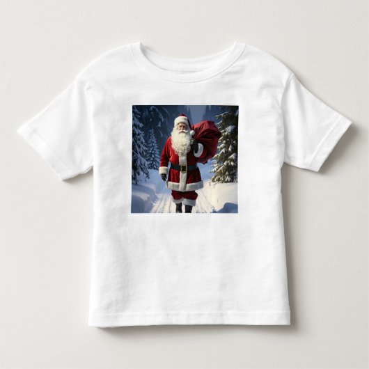 Santa’s Path Through the Winter Pines Kleinkind T-shirt (Vorderseite)
