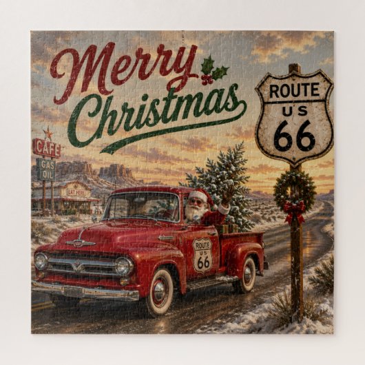 Santa’s Route 66 Weihnachts-Puzzle Puzzle (Vertikal)