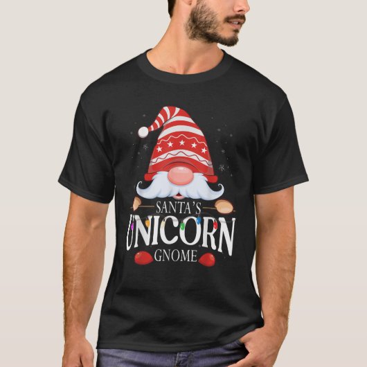 Santa s Unicorn Gnome Matching Christmas Pajama T-Shirt (Vorderseite)