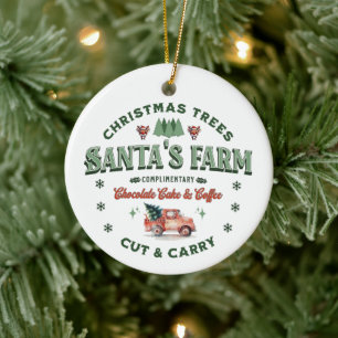 Santa’s Weihnachtsbaum-Plantage Logo im Vintage-St Keramik Ornament
