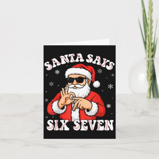 Santa sagt 6 7 Sechs Sieben Meme Baseball Nummer 6 Karte (Vorderseite)