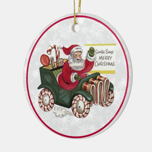 Santa sagt frohe Weihnachten Keramik Ornament (Links)