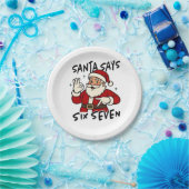 Santa sagt sechs sieben 6 7 Lustiger Brainrot Weih Pappteller (Party)