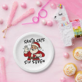Santa sagt sechs sieben 6 7 Lustiger Brainrot Weih Pappteller (Party)