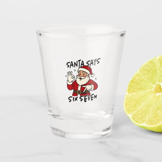 Santa sagt sechs sieben 6 7 Lustiger Brainrot Weih Schnapsglas (Vorderseite)