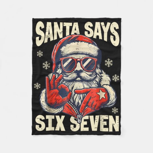 Santa sagt Six Seven 6 7 Gen Z Meme Weihnachts Hum Fleecedecke (Vorderseite)