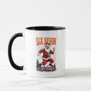 🎅Santa sagt Six Seven Meme Lustiger Santa hält Tasse