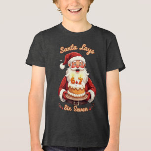 🎅Santa sagt Six Seven Meme – Lustiger Santa hält Tri-Blend Shirt