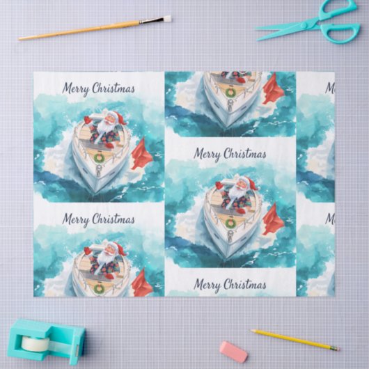 Santa Sailing – Tropical Christmas by the Sea Seidenpapier (Basteln)