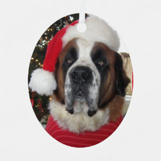 Santa Saint Bernard Ornament Metal