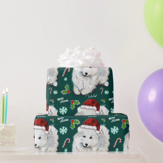 Santa Samoyed  Geschenkpapier (Partygeschenke)
