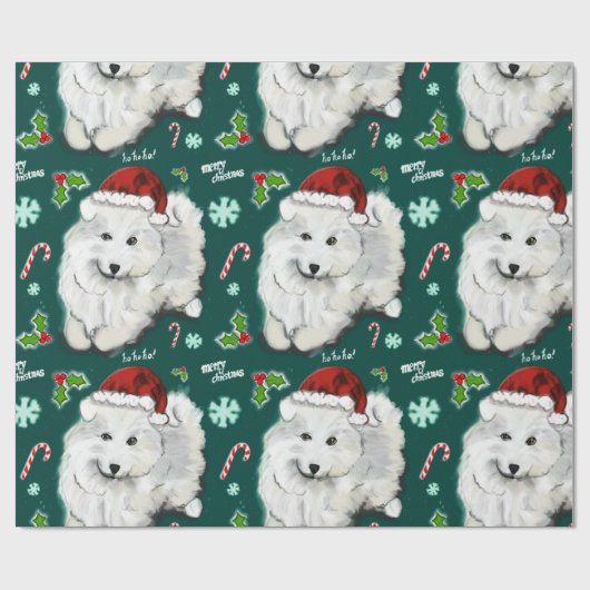 Santa Samoyed  Geschenkpapier (Flach)
