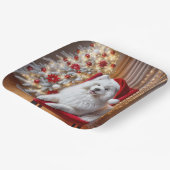 Santa Samoyed Hund auf einem roten Stuhl Pappteller (Gewinkelt)