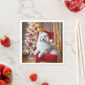 Santa Samoyed Hund auf einem roten Stuhl Serviette (Beispiel)