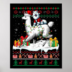 Santa Samoyed Riding Llama Weihnachtssüßer Lover Poster