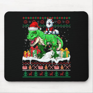 Santa Samoyed Riding T-rex Weihnachtssüßer Lover Mousepad