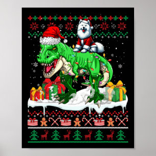 Santa Samoyed Riding T-rex Weihnachtssüßer Lover Poster