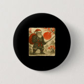 Santa Samurai Japanese Warrior Costume Sumi-e Art  Button (Vorderseite)