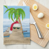 Santa Sandmännchen mit Palmen Geschirrtuch (Viertel Falte)